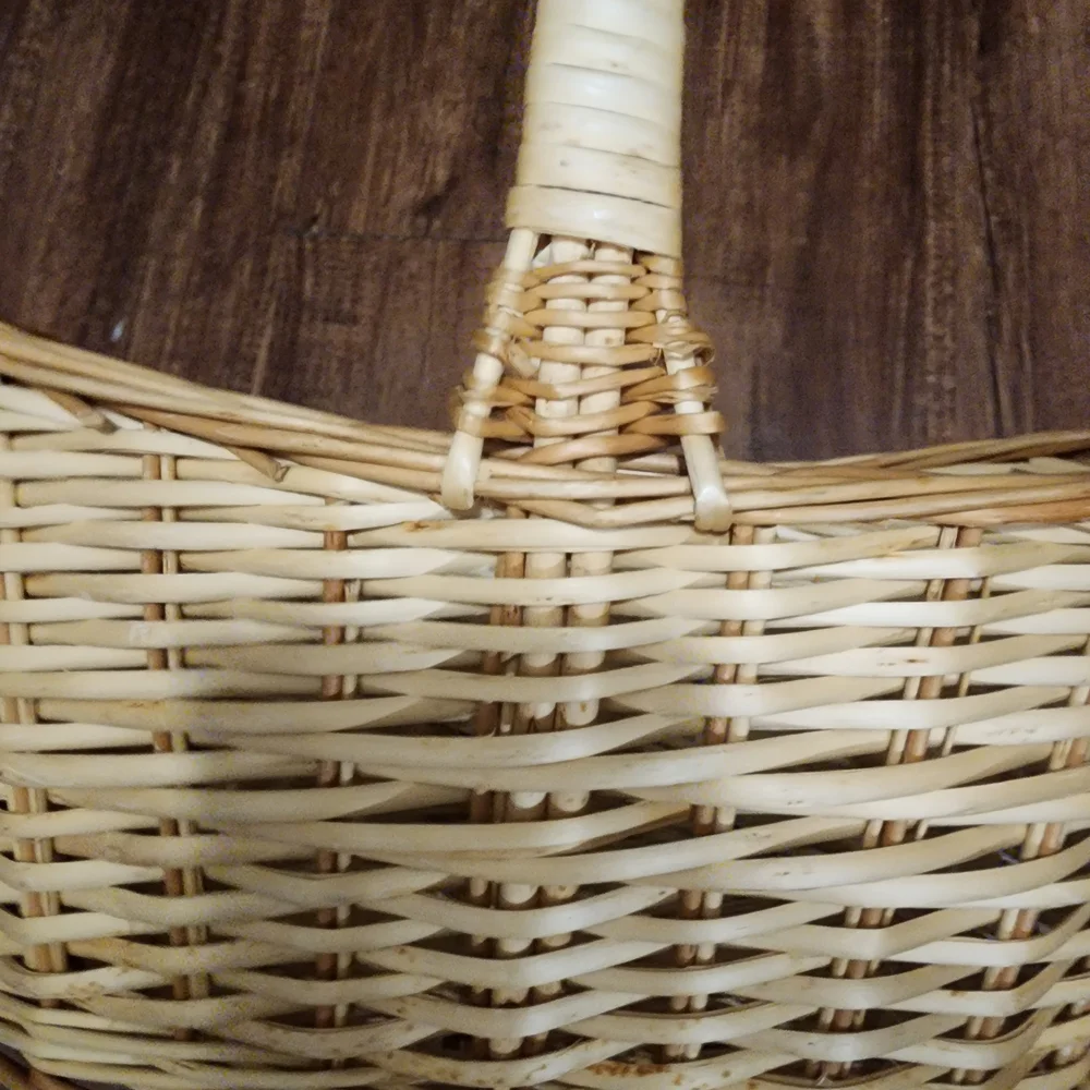 Natural Oversize Woven Eadter Or Flower Basket with Handle